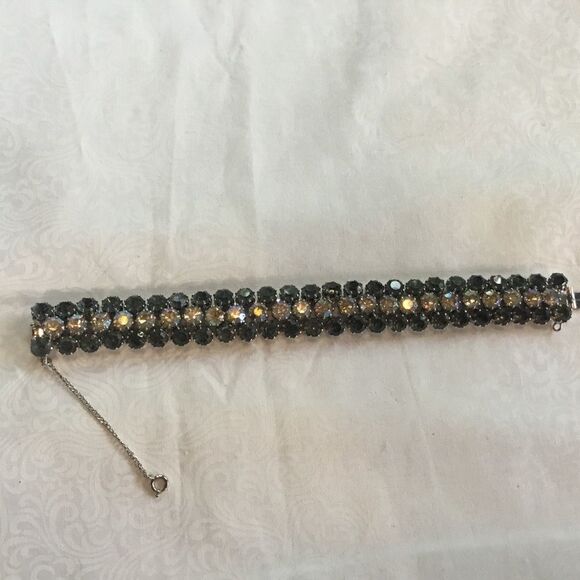 Silvertone Blue and Clear Crystal Bracelet - Picture 1 of 5